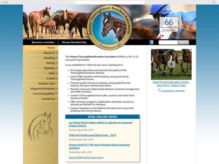 Arizona Thoroughbred Breeders website