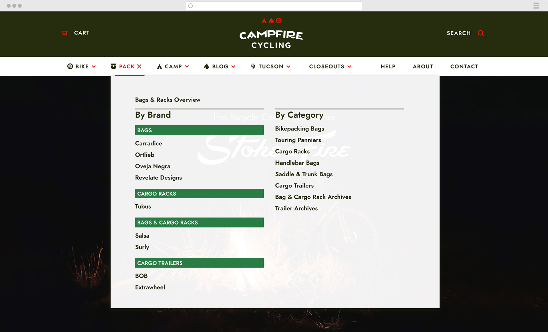 Campfire Cycling website