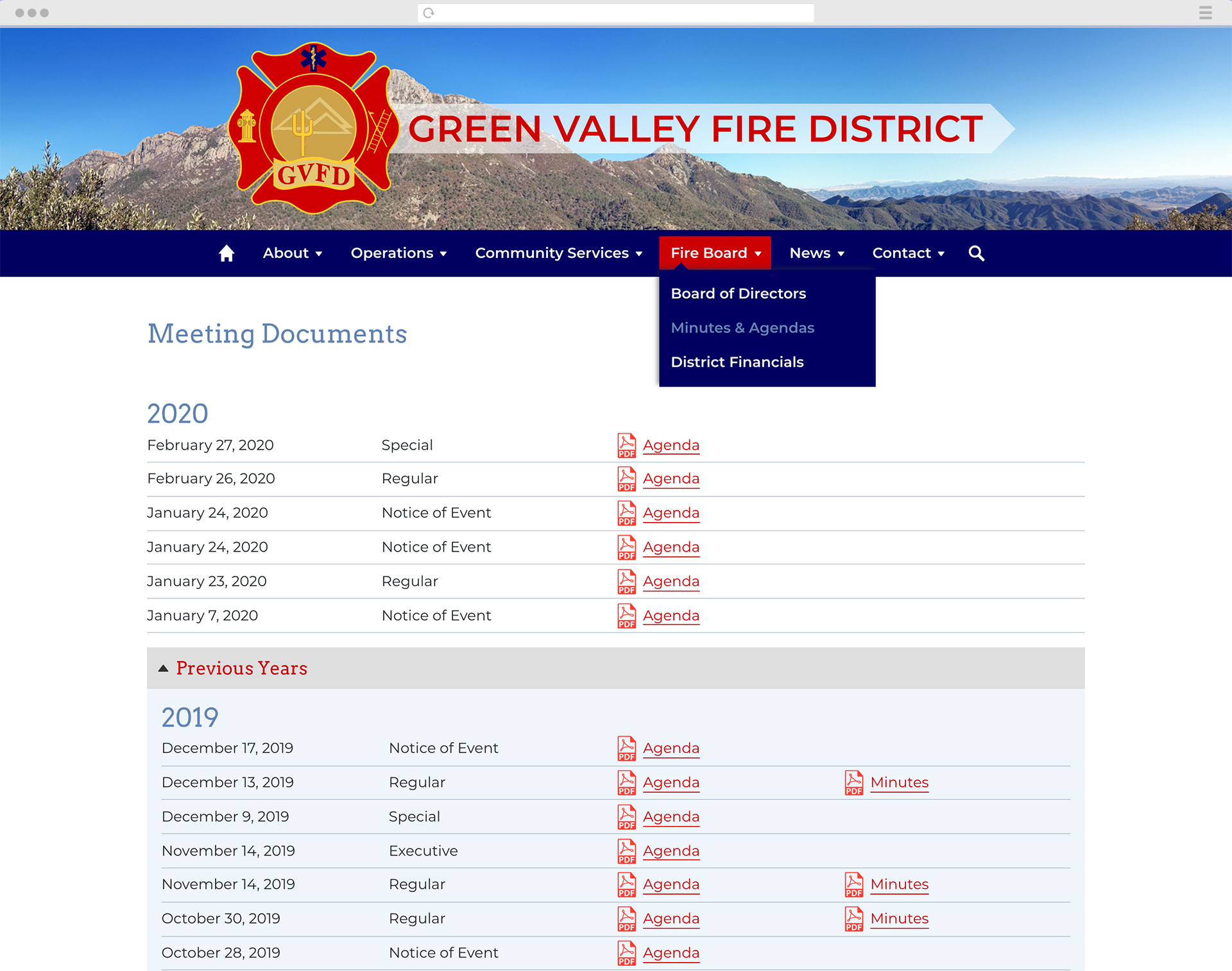 Green Valley Fire District website