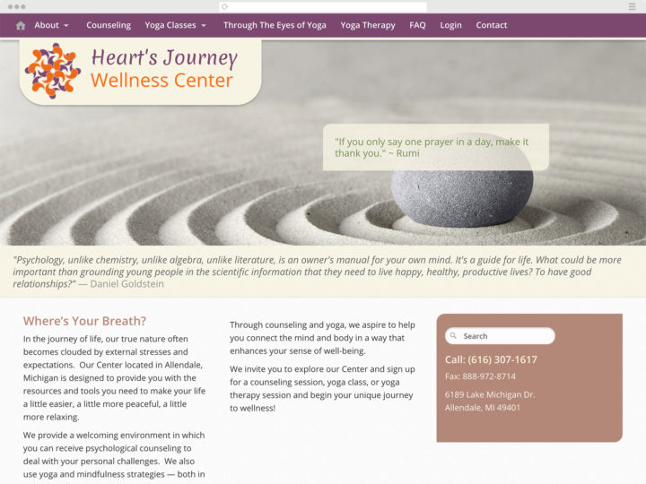 Heart's Journey Wellness Center website