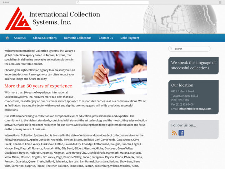 International Collection Systems website