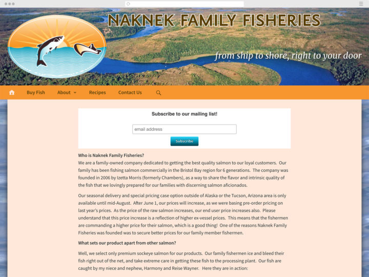 Naknek Family Fisheries website