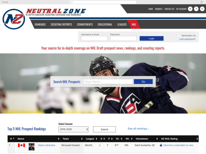 Neutral Zone hockey website